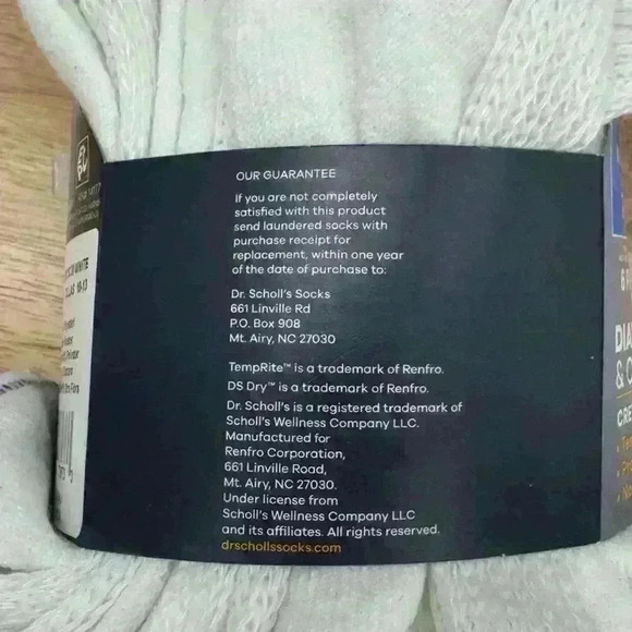 Dr. Scholl's Diabetes & Circulatory Crew Socks - 6 Pairs Men's Sz 7-12 - Picture 3 of 4